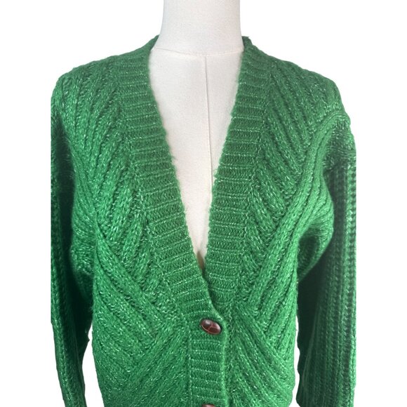 2/$30 Forever 21 XS  Green Chevron Knit Cardigan - Picture 7 of 13